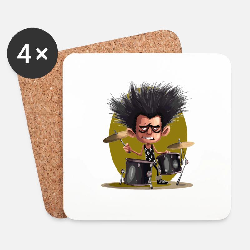 Drummer man - Untersetzer (4er-Set) - Weiß