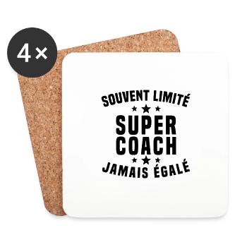 Super coach imité humour cadeau entraîneur drôle - Dessous de verre (lot de 4) - blanc - Devant