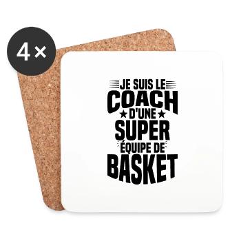 Je suis le coach d'une super équipe de basket - Dessous de verre (lot de 4) - blanc - Devant