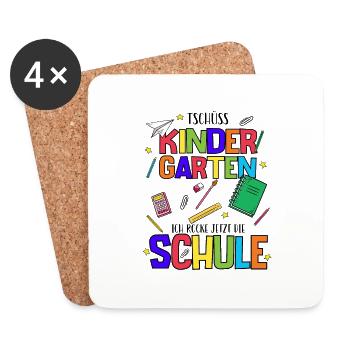 Einschulung Schulanfang Grundschule 1. Klasse - Untersetzer (4er-Set) - Weiß - Vorne