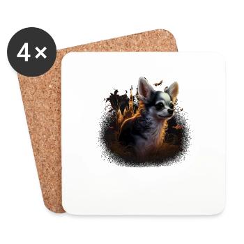 Chihuahua Costume d'Halloween - Citrouille - Dessous de verre (lot de 4) - blanc - Devant