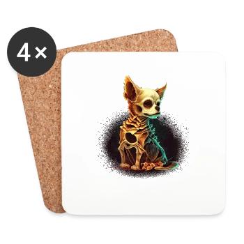 Chihuahua Costume d'Halloween - Citrouille - Dessous de verre (lot de 4) - blanc - Devant