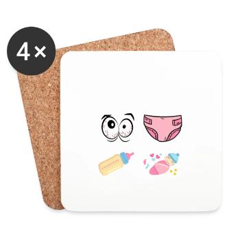 Prévisions pour 2023 Humour Futur Papa pour 2023 - Dessous de verre (lot de 4) - blanc - Devant