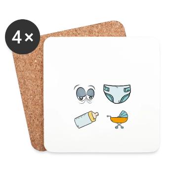 Prévisions pour 2024 Humour Futur Papa pour 2024 - Dessous de verre (lot de 4) - blanc - Devant