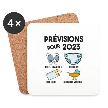 Prévisions pour 2023 Humour Futur Papa pour 2023 - Dessous de verre (lot de 4) - blanc - Devant