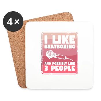 J’aime le beatboxing et peut-être 3 personnes - Dessous de verre (lot de 4) - blanc - Devant