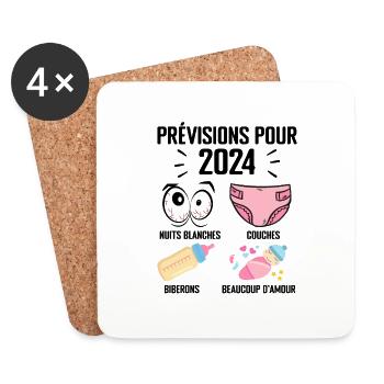 Prévisions pour 2024 Humour Futur Papa pour 2024 - Dessous de verre (lot de 4) - blanc - Devant