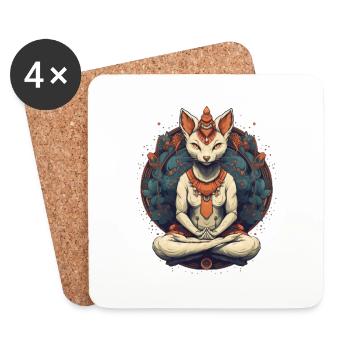 Yoga Cat - Coasters (set of 4) - white - Front