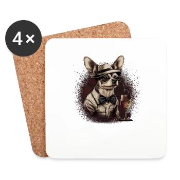 Chihuahua - France French Wine Cute Dog Souvenir - Coasters (set of 4) - white - Front