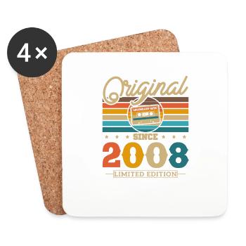 Vintage 2008 Cadeau d’anniversaire - Dessous de verre (lot de 4) - blanc - Devant