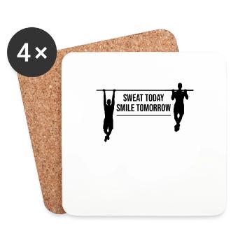 Klimmzüge motivierender Spruch Fitness Training - Untersetzer (4er-Set) - Weiß - Vorne