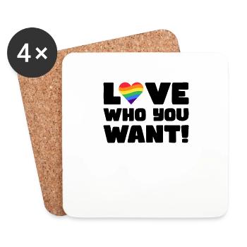 Fierté LGBT amour gagne, nous sommes queer et fiers - Dessous de verre (lot de 4) - blanc - Devant