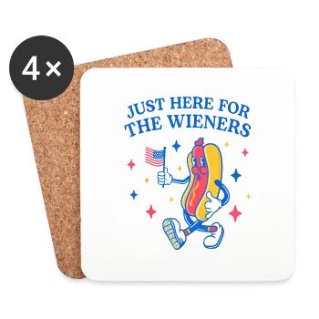 I'm Just Here For The Wieners Funny Fourth of July - Coasters (set of 4) - white - Front