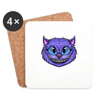 Lustige Grinsekatze - Untersetzer (4er-Set) - Weiß - Vorne