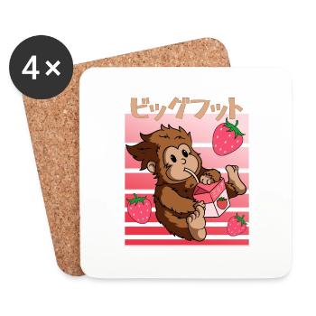 Bigfoot Kawaii Erdbeer-Milchshake - Untersetzer (4er-Set) - Weiß - Vorne