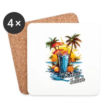 Relax on Beach Cocktail Beach Retreat - Coasters (set of 4) - white - Front