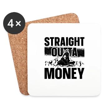 Straight Outta Money Snowmachine Snowmobile Racer - Dessous de verre (lot de 4) - blanc - Devant