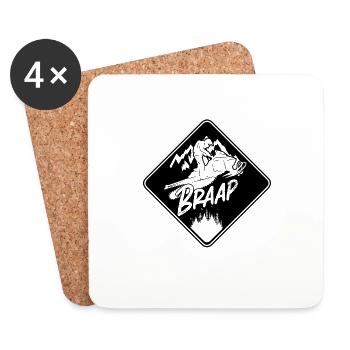 Braap Mountain Snowmobile Riding Snowmobile Racer - Dessous de verre (lot de 4) - blanc - Devant