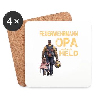 Feuerwehrmann Opa und Enkel - Feuerwehr Großvater - Untersetzer (4er-Set) - Weiß - Vorne