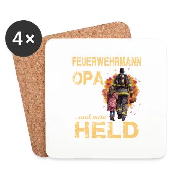 Feuerwehrmann Opa und Enkel - Feuerwehr Großvater - Untersetzer (4er-Set) - Weiß - Vorne