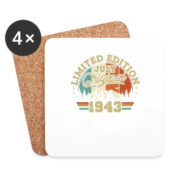 Vintage Birthday Present July 1943 - Coasters (set of 4) - white - Front