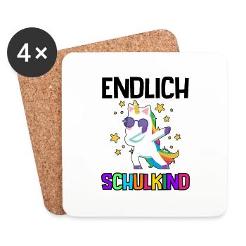 Einschulung Schulanfang Grundschule Erste Klasse - Untersetzer (4er-Set) - Weiß - Vorne