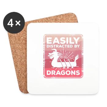 Facilement distrait par la pagaie de bateau-dragon Dragons - Dessous de verre (lot de 4) - blanc - Devant