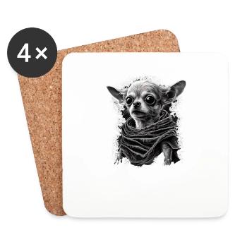 Chihuahua Costume d'Halloween - Citrouille - Dessous de verre (lot de 4) - blanc - Devant