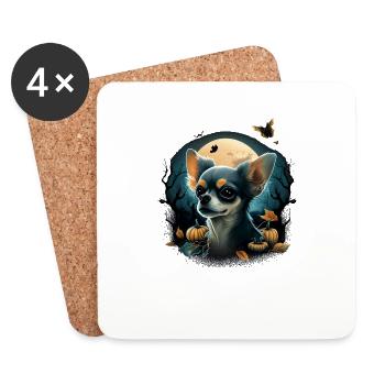 Chihuahua Costume d'Halloween - Citrouille - Dessous de verre (lot de 4) - blanc - Devant