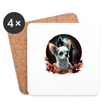 Chihuahua Costume d'Halloween - Citrouille - Dessous de verre (lot de 4) - blanc - Devant