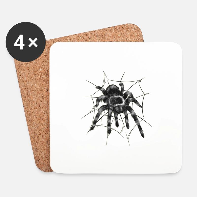 Schwarze Vogelspinne - Untersetzer (4er-Set) - Weiß