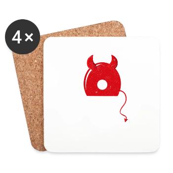 Ping Pong Devil Paddle Red Horns Funny - Coasters (set of 4) - white - Front