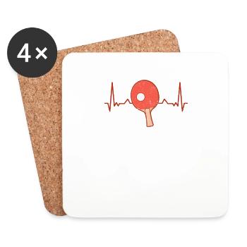 Table Tennis Heartbeat Ping Pong Pulse Funny - Coasters (set of 4) - white - Front