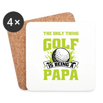 La seule chose que j’aime plus que le golf, c’est d’être un papa 2 - Dessous de verre (lot de 4) - blanc - Devant