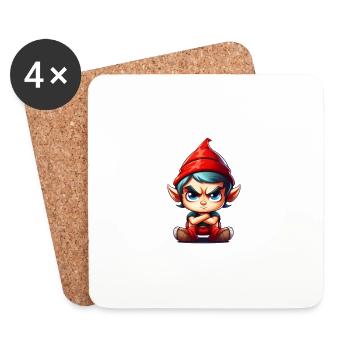 What the Elf - Lustiger Elf für die Weihnachtsferien - Untersetzer (4er-Set) - Weiß - Vorne