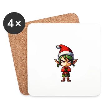 What the Elf - Cute Funny Elf for Winter Christmas - Coasters (set of 4) - white - Front