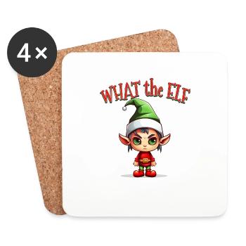 What the Elf - Cooler lustiger Elf für Weihnachten Holida - Untersetzer (4er-Set) - Weiß - Vorne