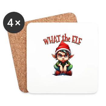 What the Elf - Cool Moody Elf für Weihnachten - Untersetzer (4er-Set) - Weiß - Vorne