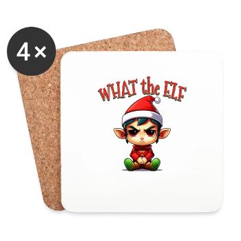 What the Elf - Herren Damen Lustiges Elfenkostüm für Chr - Untersetzer (4er-Set) - Weiß - Vorne