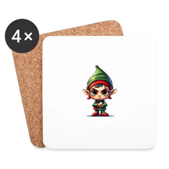 What the Elf - Christmas Elf Funny Design - Untersetzer (4er-Set) - Weiß - Vorne