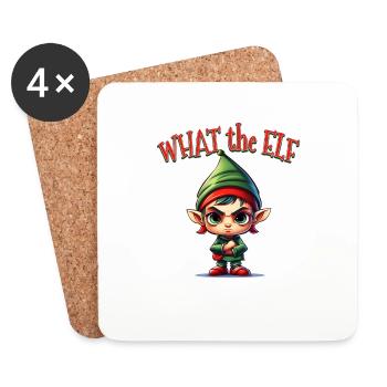 What the Elf - Männer Frauen Lustige Weihnachten Elf - Untersetzer (4er-Set) - Weiß - Vorne