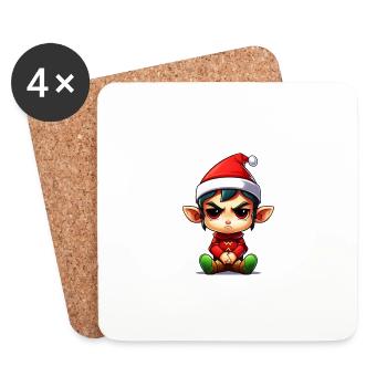 What the Elf - Sarkastische Weihnachtselfe - Untersetzer (4er-Set) - Weiß - Vorne
