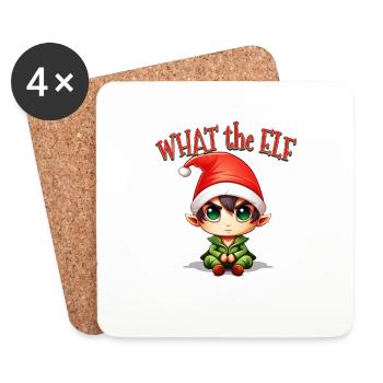 Weihnachtselfen-Design für Männer Frauen - What the Elf - Untersetzer (4er-Set) - Weiß - Vorne