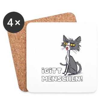 Igitt Menschen, Katze - Untersetzer (4er-Set) - Weiß - Vorne