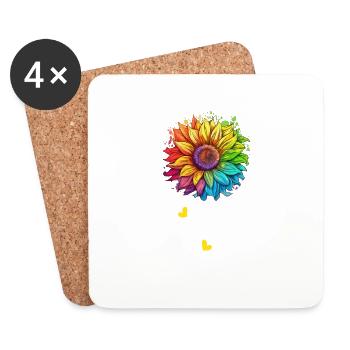 Regenbogen Sonnenblume LGBTQ Lover Pride Community Wortspiel - Untersetzer (4er-Set) - Weiß - Vorne