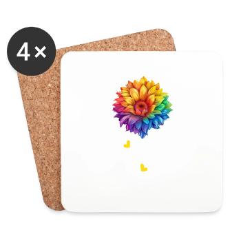 Rainbow Sunflower Lover LGBTQ Community Lesbian - Dessous de verre (lot de 4) - blanc - Devant