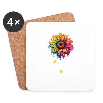 Regenbogen Sonnenblume Liebhaber LGBT Lesbisch Homosexuell Gruppe Wortspiel - Untersetzer (4er-Set) - Weiß - Vorne