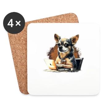 Chihuahua | Home Office Job Work Laptop Tie Funny - Coasters (set of 4) - white - Front