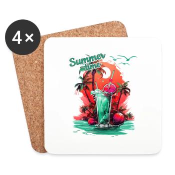 Summer Time Cocktail Beach Retreat - Coasters (set of 4) - white - Front