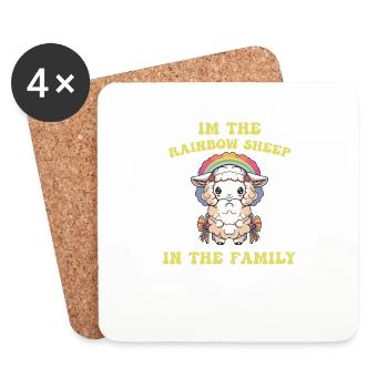 Je suis la communauté Rainbow Sheep LGBT Family Pride - Dessous de verre (lot de 4) - blanc - Devant